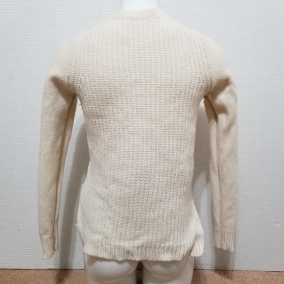 J.Crew sweater Small Lambswool Pointelle pullover knit side split 100% wool - Picture 3 of 16
